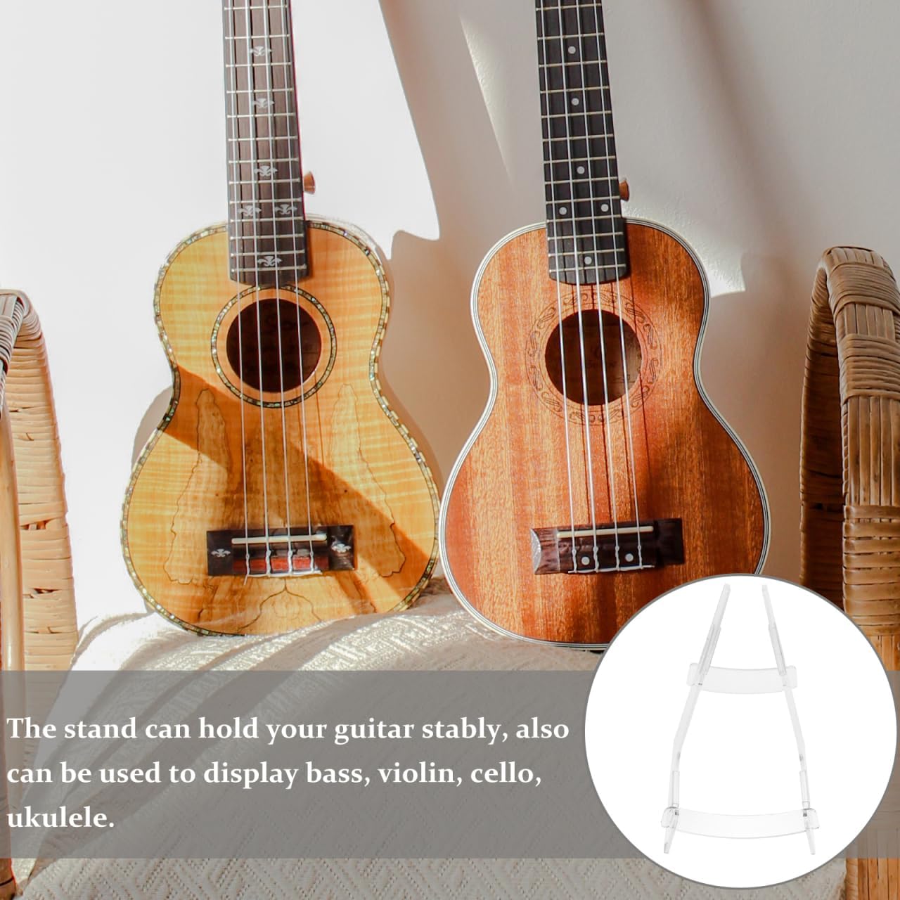 Sosoport Clear Acrylic Guitar Stand Guitar Display Stand for Electric Acoustic Bass and Ukulele Floor Storage Rack for Home Retail Shops and Music Display 1 Pack - Image 4
