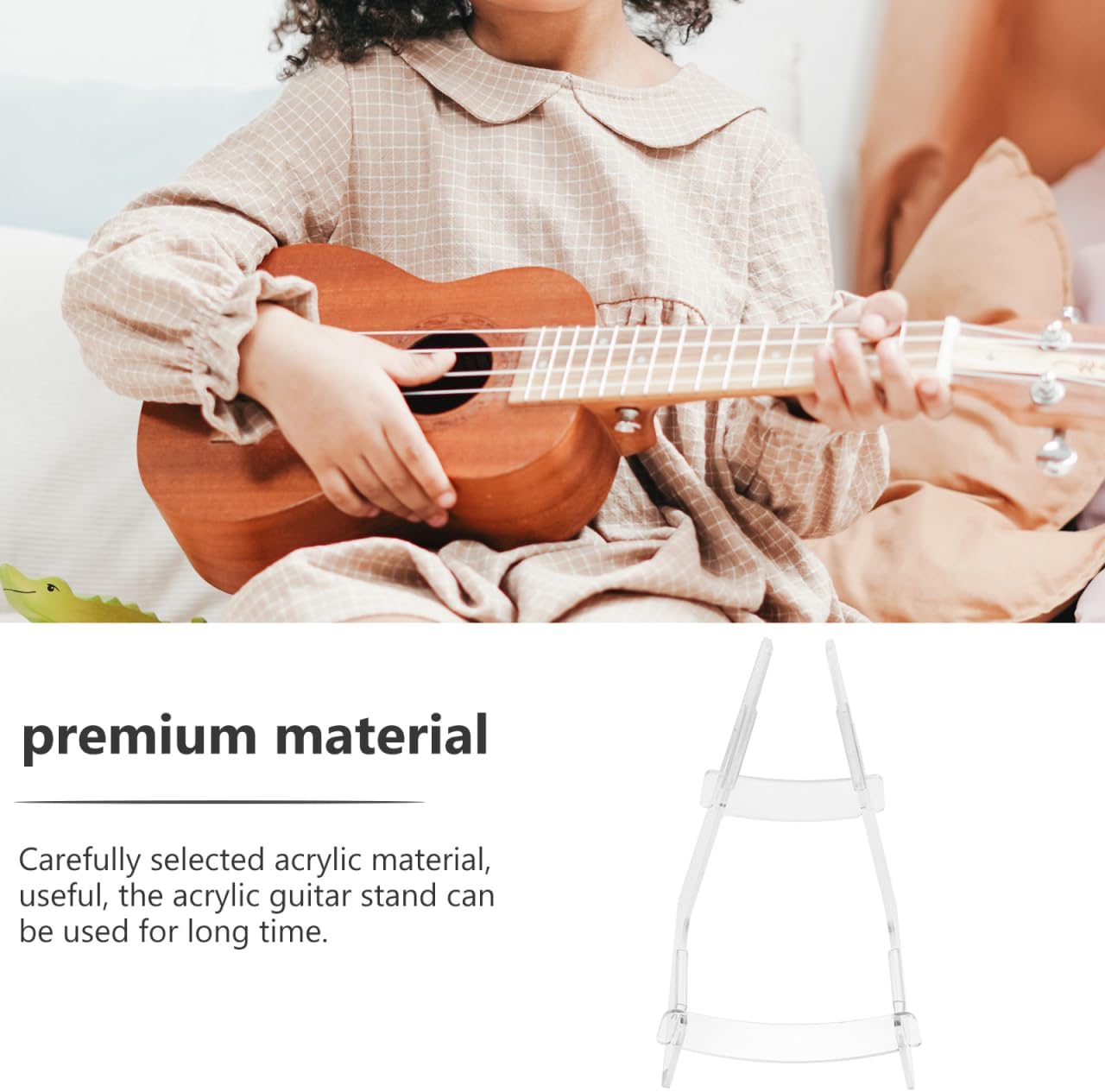 Sosoport Clear Acrylic Guitar Stand Guitar Display Stand for Electric Acoustic Bass and Ukulele Floor Storage Rack for Home Retail Shops and Music Display 1 Pack - Image 8