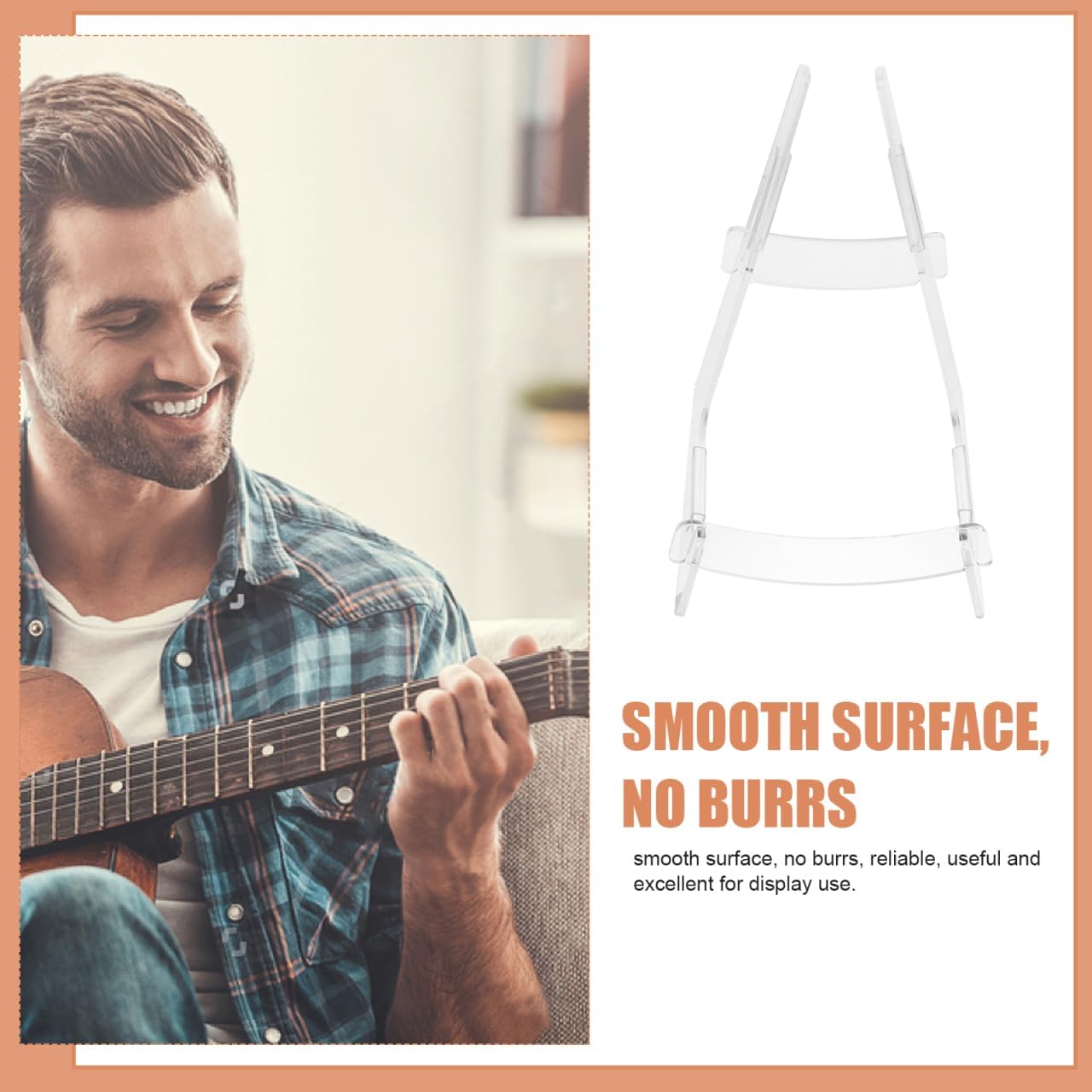 Sosoport Clear Acrylic Guitar Stand Guitar Display Stand for Electric Acoustic Bass and Ukulele Floor Storage Rack for Home Retail Shops and Music Display 1 Pack - Image 10