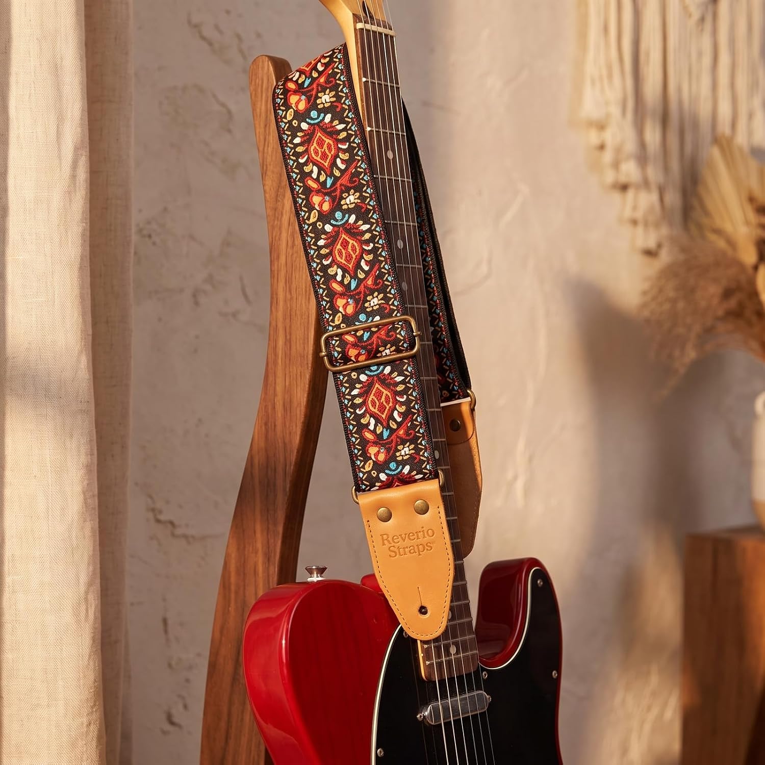 Vintage Embroidery Guitar Strap with Genuine - Image 4